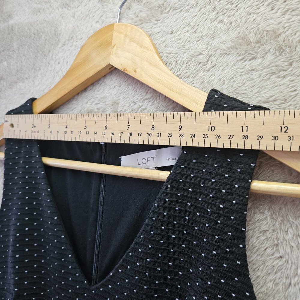 LOFT Black and White Polka Dot Sleeveless Dress Women's Size 0P Petite w/pockets - Picture 7 of 9